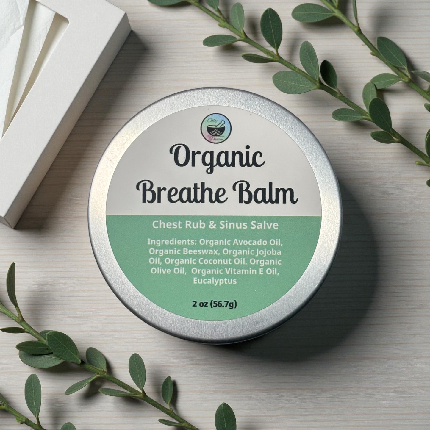 ORGANIC BREATHE BALM-Eucalyptus Chest Rub & Sinus Salve for Congestion, 2 oz