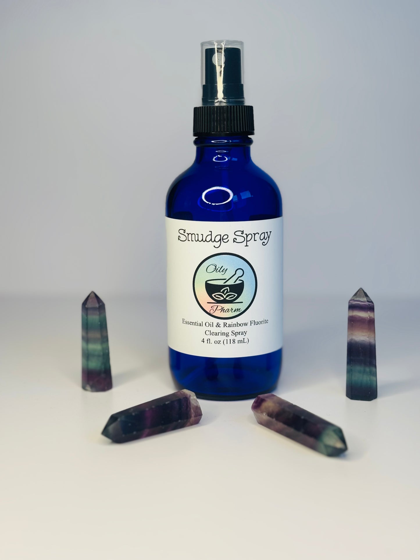 4 oz SAGE SMUDGE SPRAY | Smokeless Smudge Spray | Home Cleansing Essential Oils | Aura Cleansing Spray | Air Purifying Mist | Ancient Sea Salt & Healing Crystals|