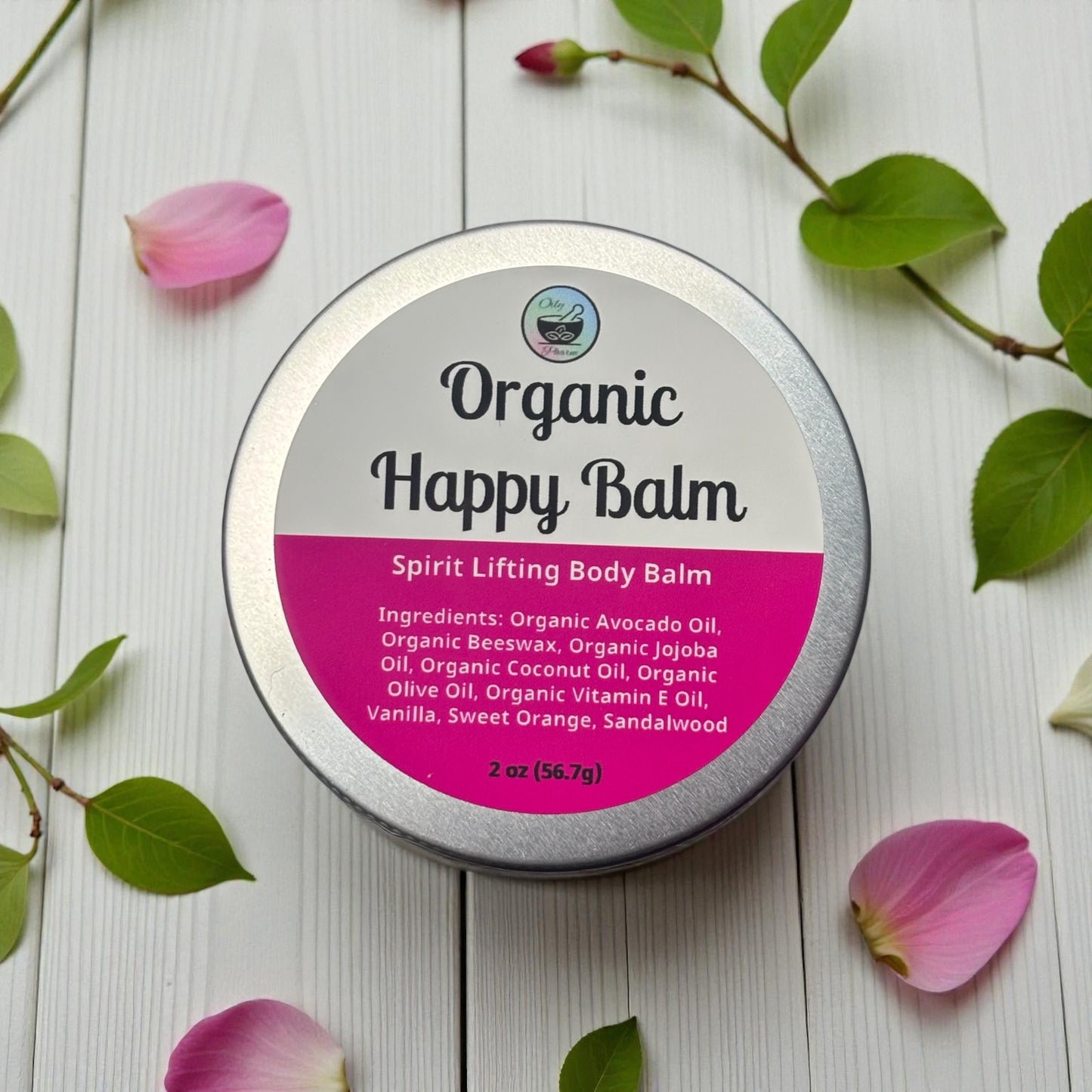 ORGANIC HAPPY BALM-Natural Essential Oils, Mood Balancing Face & Body Moisturizer, 2 oz