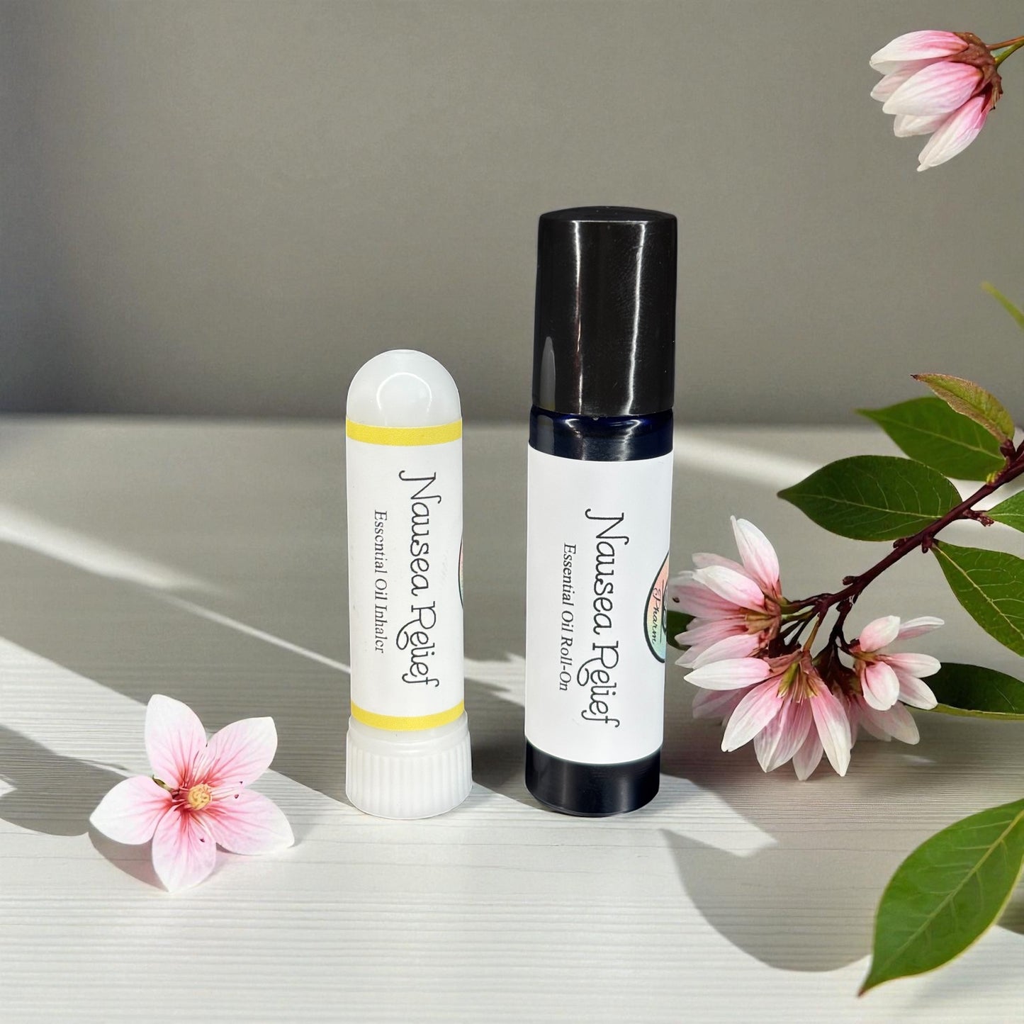 NAUSEA RELIEF ESSENTIAL OIL ROLL-ON & INHALER SET-Morning Sickness, Upset Stomach, Motion Sickness