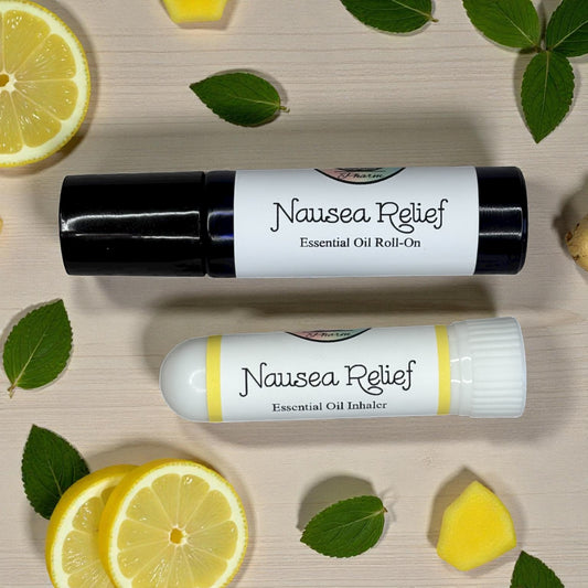 NAUSEA RELIEF ESSENTIAL OIL ROLL-ON & INHALER SET-Morning Sickness, Upset Stomach, Motion Sickness