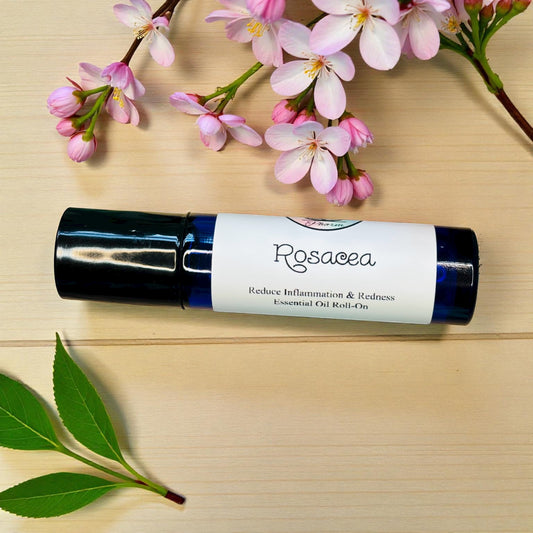 ROSACEA ESSENTIAL OIL ROLL-ON-Natural Face Serum, Redness & Inflammation, Red Blotchy Skin