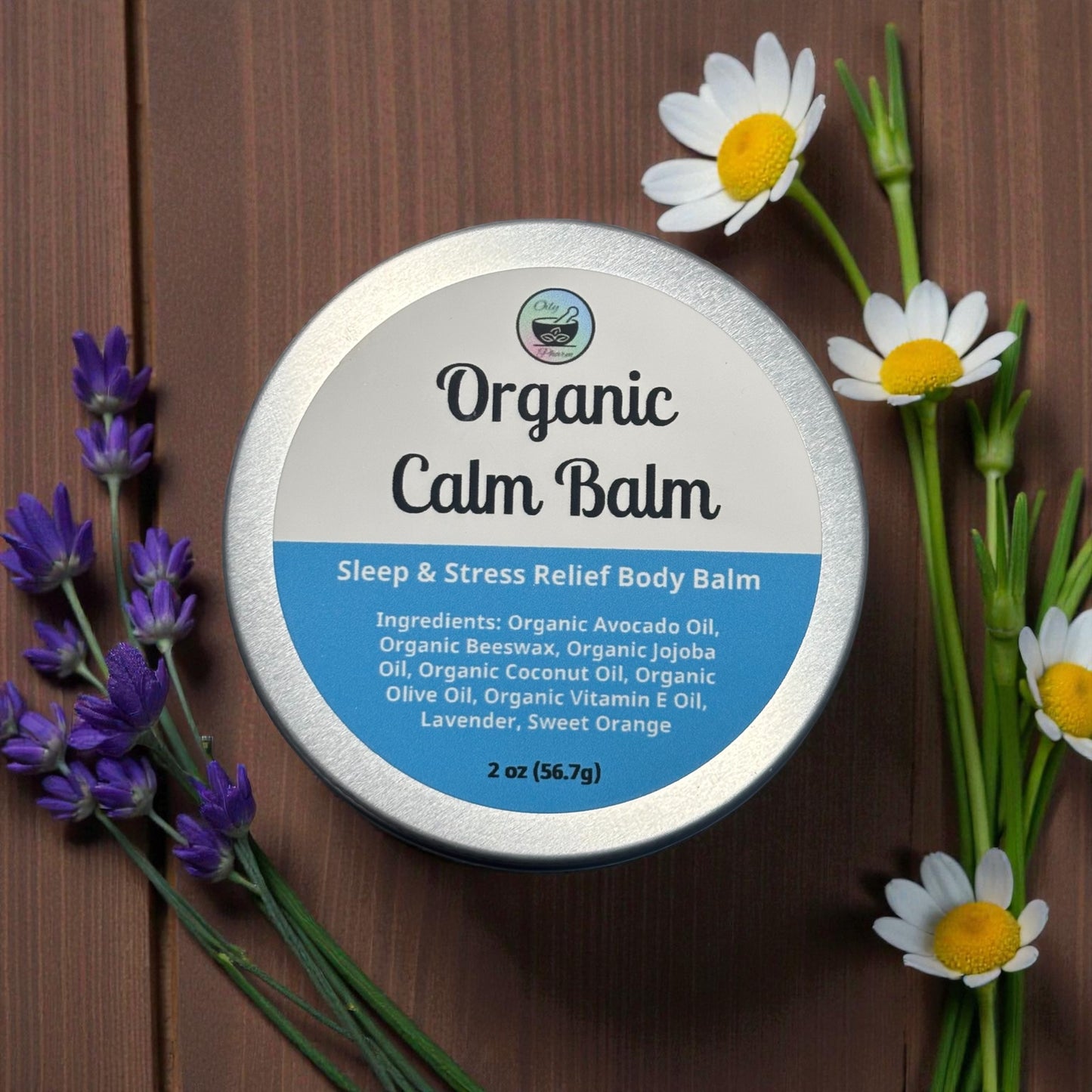 ORGANIC CALM BALM - Natural Essential Oil Face & Body Balm For Stress & Sleep, 2 oz