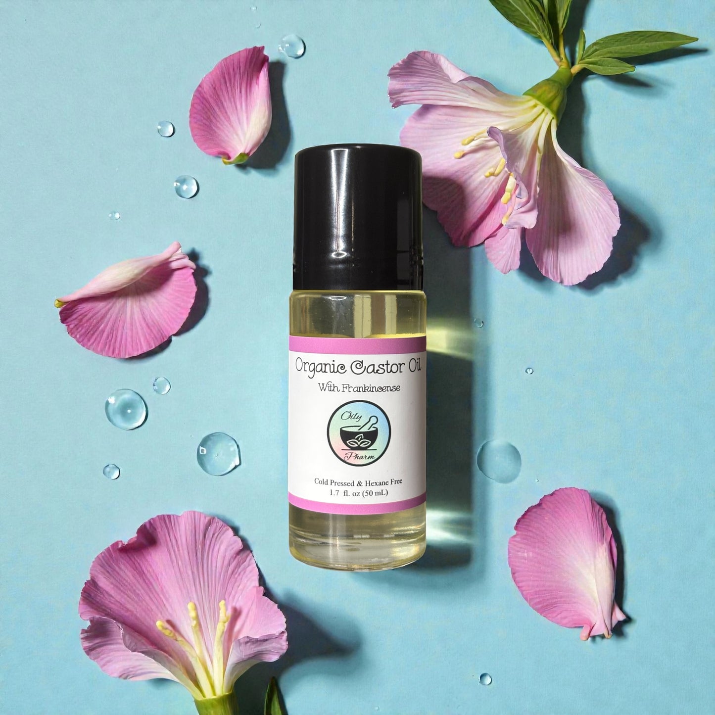 ORGANIC CASTOR OIL WITH FRANKINCENSE-Essential Oil Roll-On, Hexane-Free, Liver Detox, Anti-inflammatory, Natural Skincare, Pain Relief