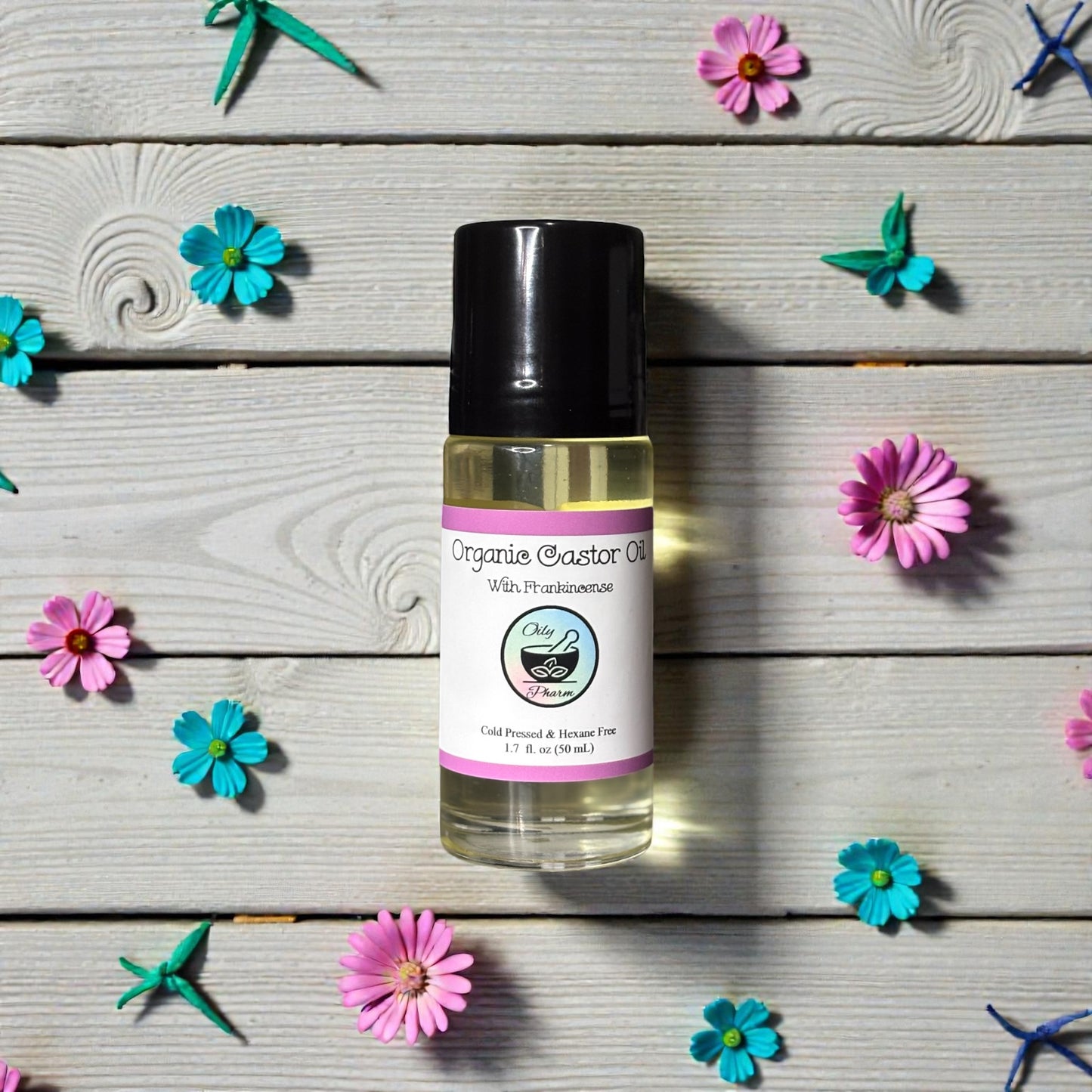 ORGANIC CASTOR OIL WITH FRANKINCENSE-Essential Oil Roll-On, Hexane-Free, Liver Detox, Anti-inflammatory, Natural Skincare, Pain Relief