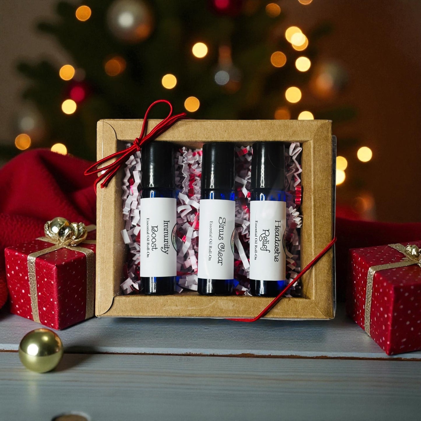 WELLNESS BOX GIFT SET-Immune Boosting Essential Oils, Cold & Flu, Natural Remedy For Sinuses, Headache & Migraine Relief